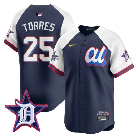 Mens Youths Kids Womens Gleyber Torres Navy White 2025 All Star Jersey Stitched